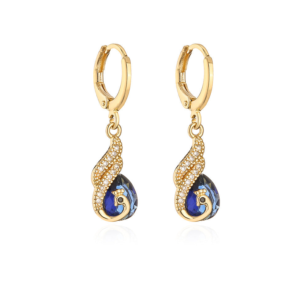Minimalist Geometric Earrings for Women Made of Brass with 18K Gold Plating and Zircon Inlay