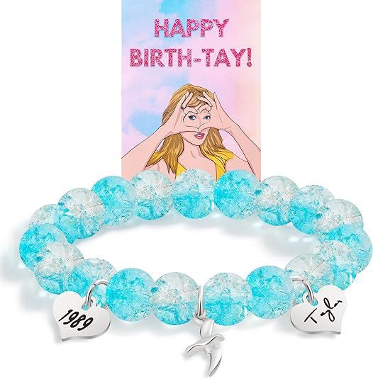 Sweet Heart Shape Crystal Bead Bracelet with Seagull Pendant and Birthday Card for Unisex