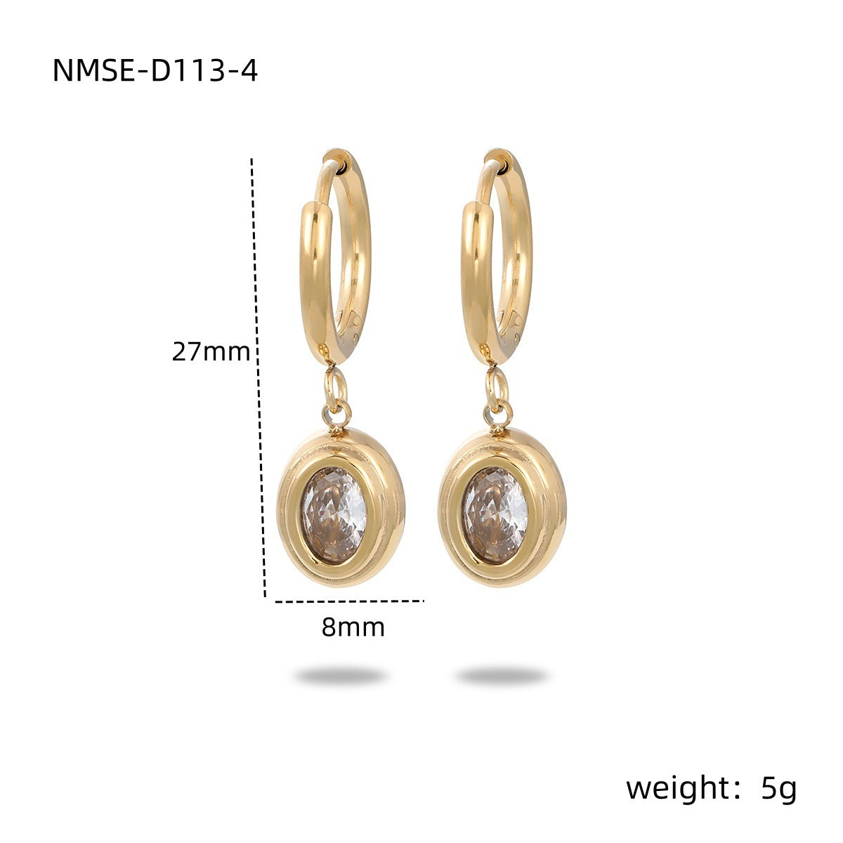 Aretes de acero inoxidable geométricos minimalistas para mujer con baño de oro de 18 quilates e incrustaciones de circonitas