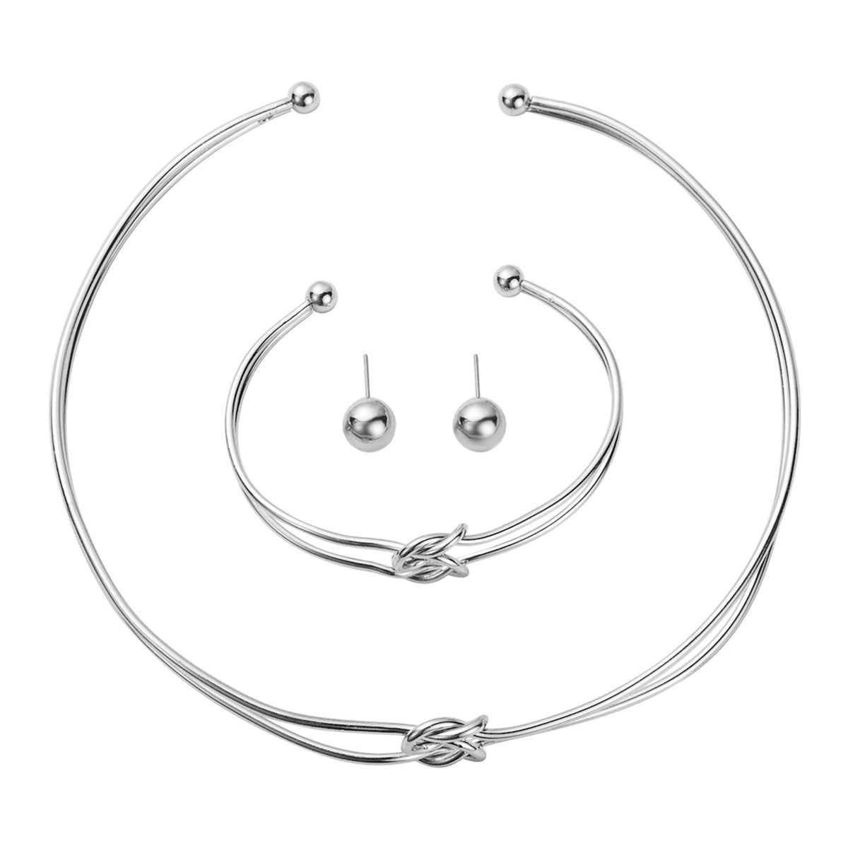 Set di collana girocollo da donna in ferro geometrico circolare in stile punk con finitura galvanizzata