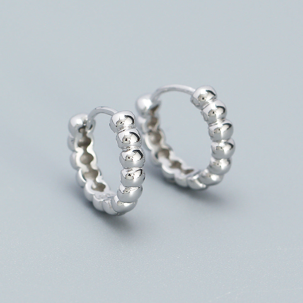 Orecchini a Cerchio Geometrici Minimalisti da Donna in Argento Sterling 925 con Finitura Placcata e Dettaglio a Pois