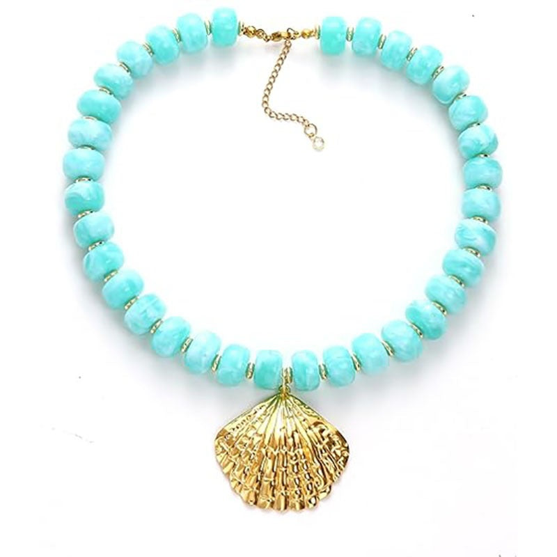 Casual Resin Acrylic Shell Starfish Pendant Necklace for Women