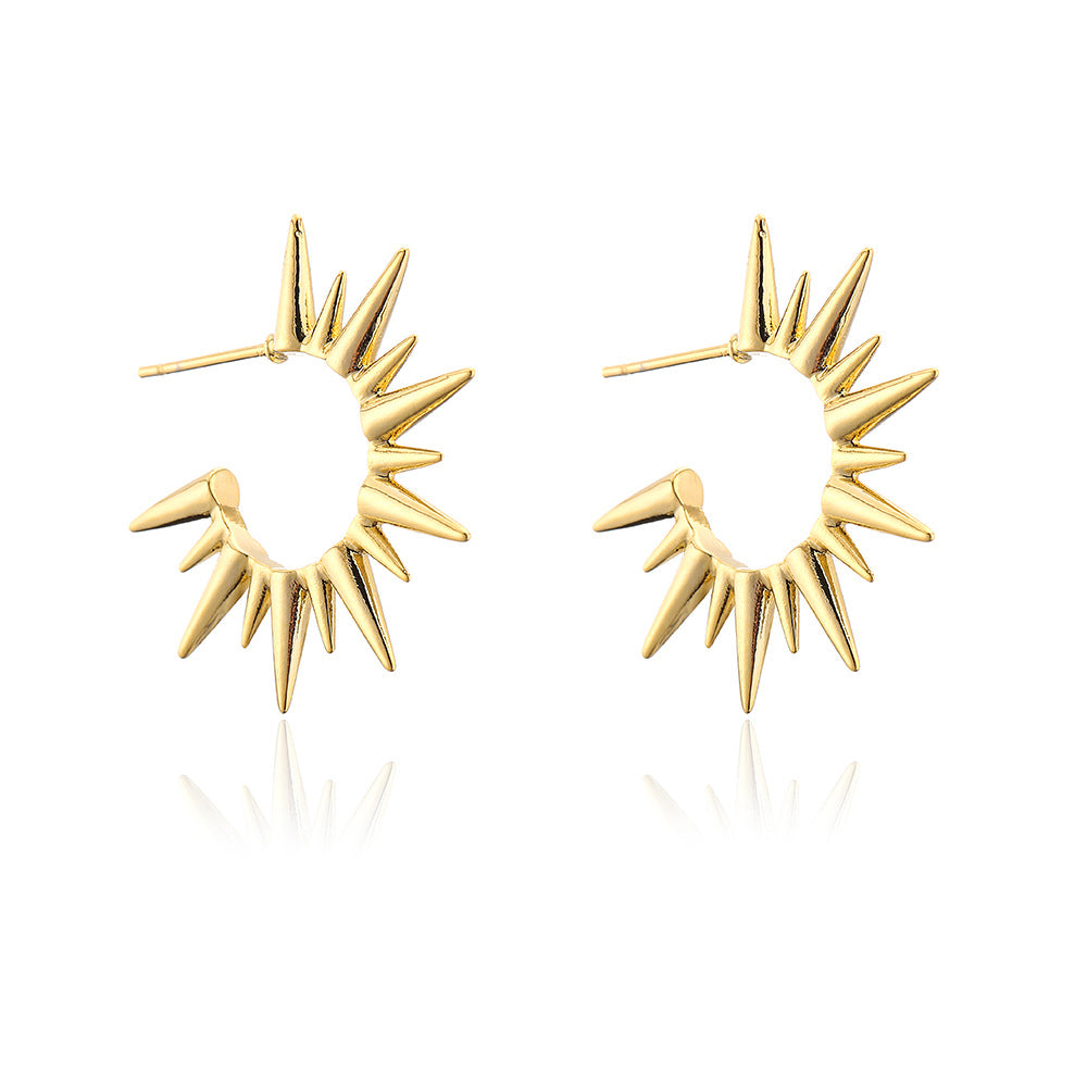 Orecchini a Perno Geometrici Irregolari da Donna in Rame con Placcatura in Oro 18K e Perni in Argento Sterling 925