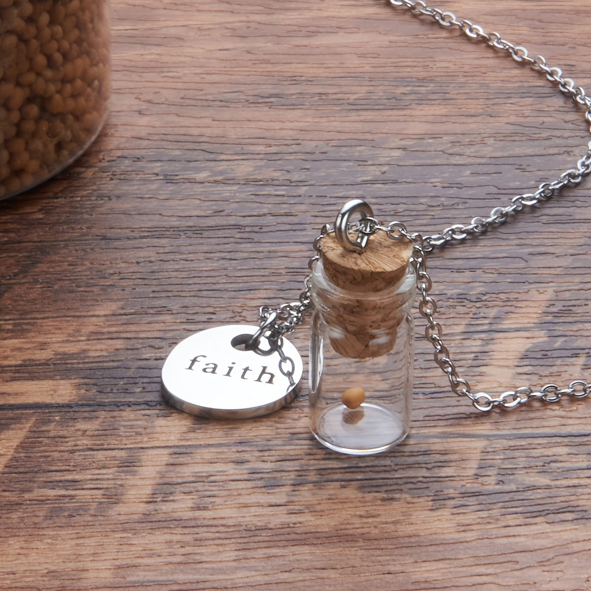 Minimalist Stainless Steel Faith Pendant Necklace with Geometric Shape and Electroplated Finish for Women and Men