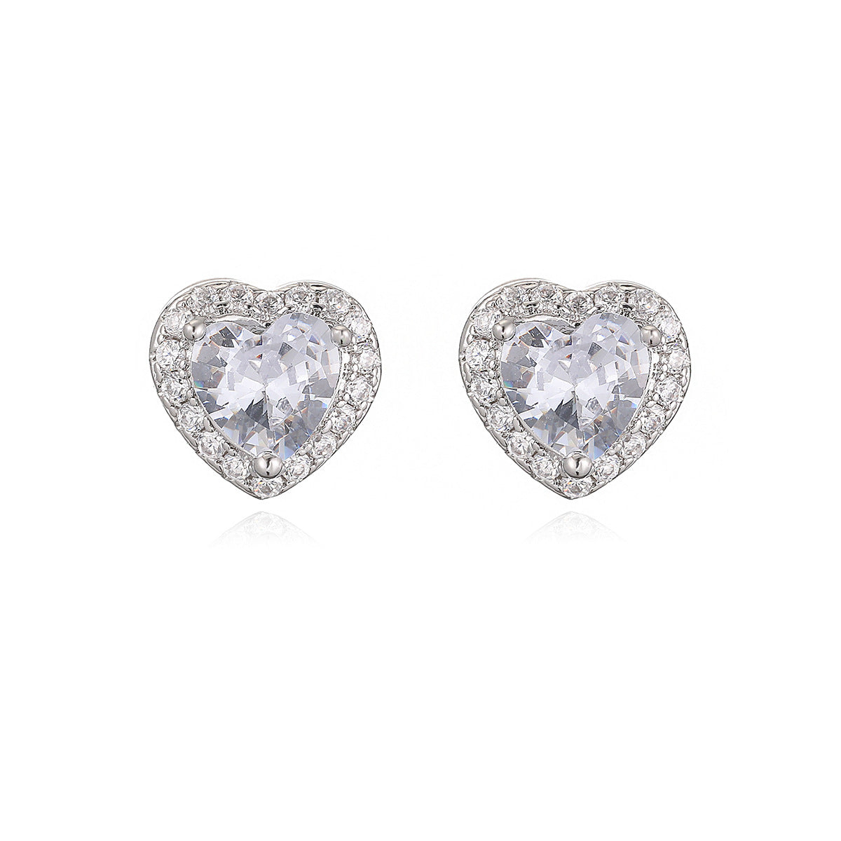 Eleganti orecchini a cuore in rame, stile francese, placcati in oro 18K e con zirconi a micro-pavé, da donna