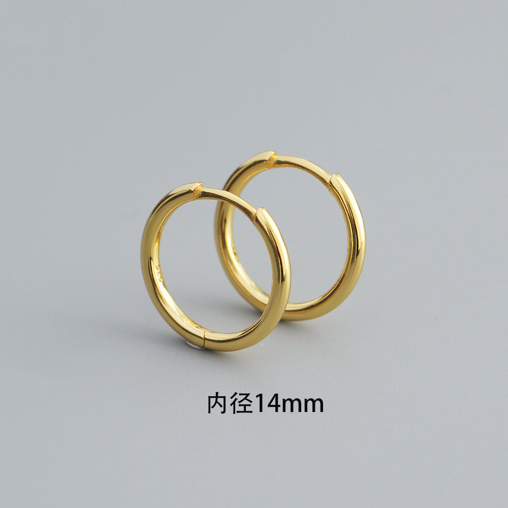 Sweet Minimalist 925 Sterling Silver Polished Round Geometric Hoop Earrings for Women