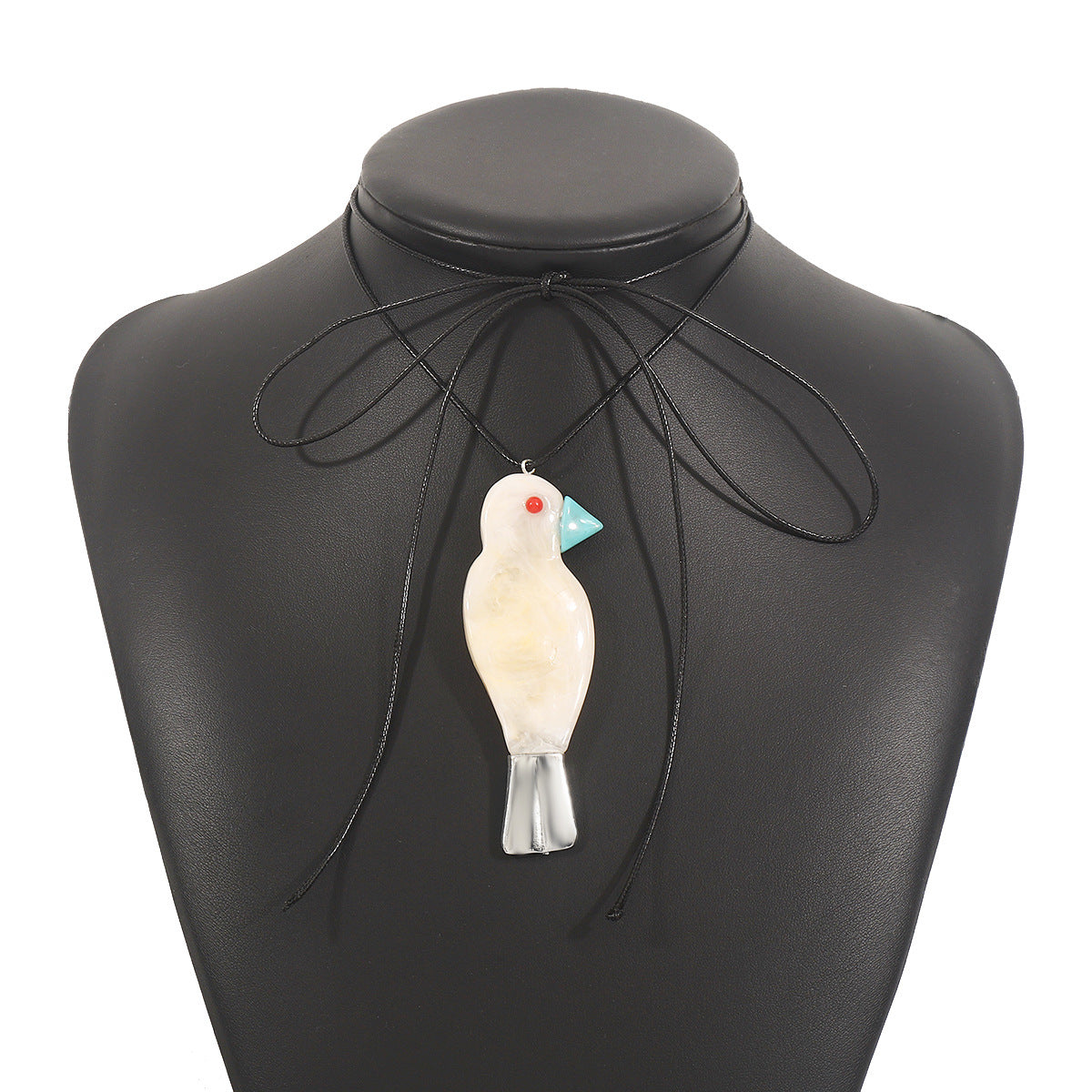 Elegante collar de resina con colgante de pájaro para mujer con cadena de aleación y fina artesanía