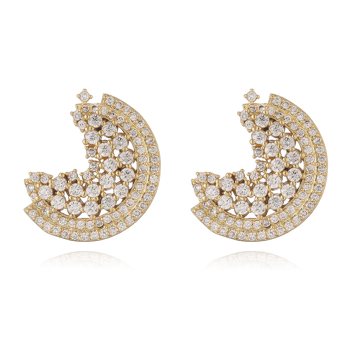 Orecchini da donna minimalisti a cuore geometrico in rame placcato oro 18K con intarsio di zirconi