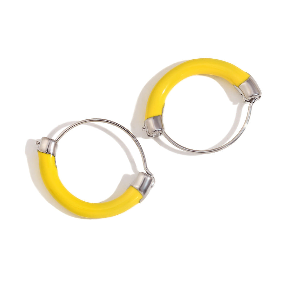 Geometric Fashion Ear Cuffs for Women Stainless Steel with 18K Gold Plating Enamel Finish