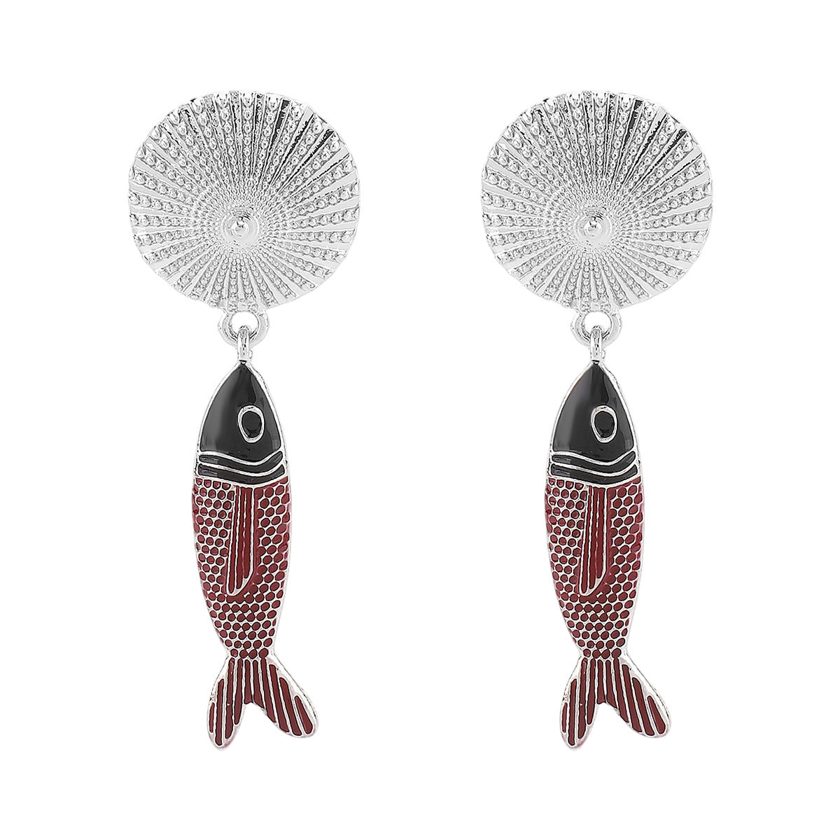 Minimalist Fish-Shaped Pendant Earrings in Zinc Alloy with Electroplated Finish for Women