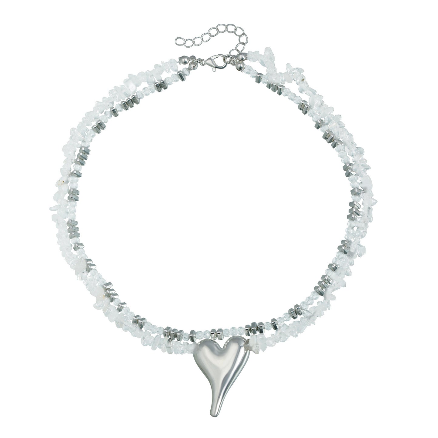 Fashionable Heart and Geometric Shape Alloy Pendant Necklace for Women with Plated Finish Locket Chain
