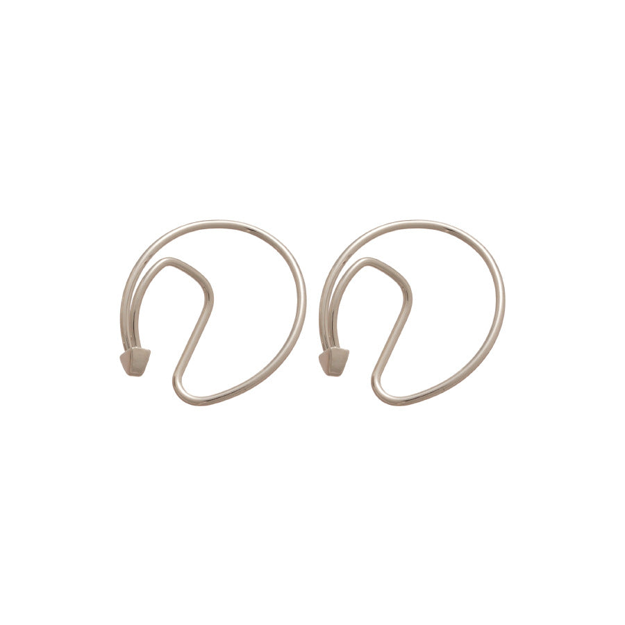 Pendientes de Clip Redondos Geométricos Minimalistas para Mujer de Cobre Galvanizado, Clips de Hueso de Oreja de Moda de Lujo, Estilo Minimalista para Uso Diario