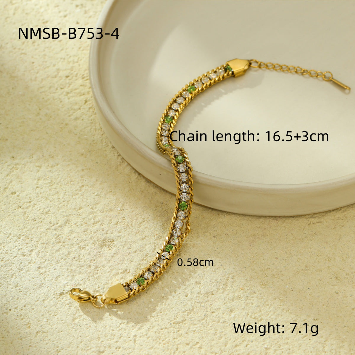 Minimalist Titanium Steel Bracelet for Women with Colorful Zircon Inlay and Plated Finish