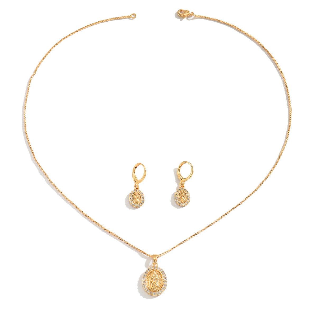 Conjunto de Collar con Colgante Geométrico Ovalado y Lineal Estilo Conmutador de Moda con Incrustaciones de Zirconia para Mujer