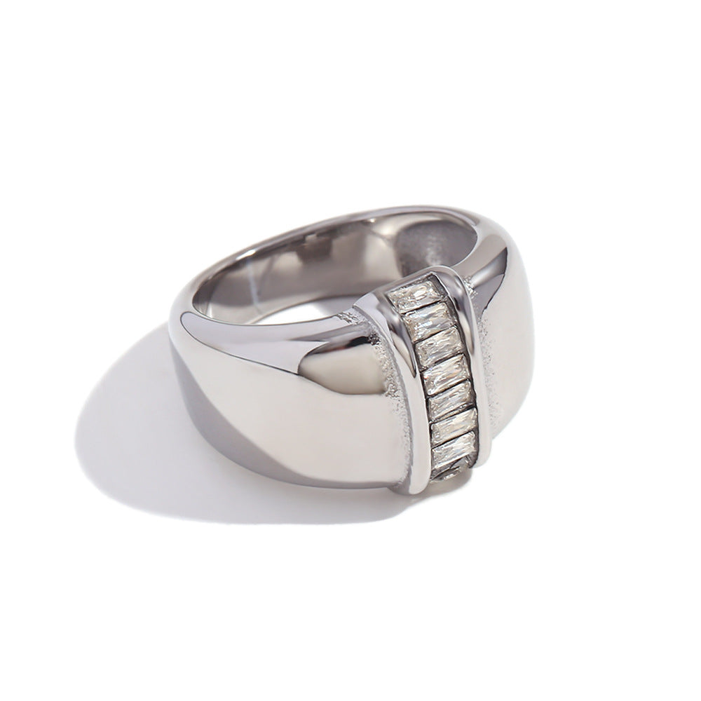 Anello geometrico minimalista da donna in acciaio inossidabile placcato oro 18 carati