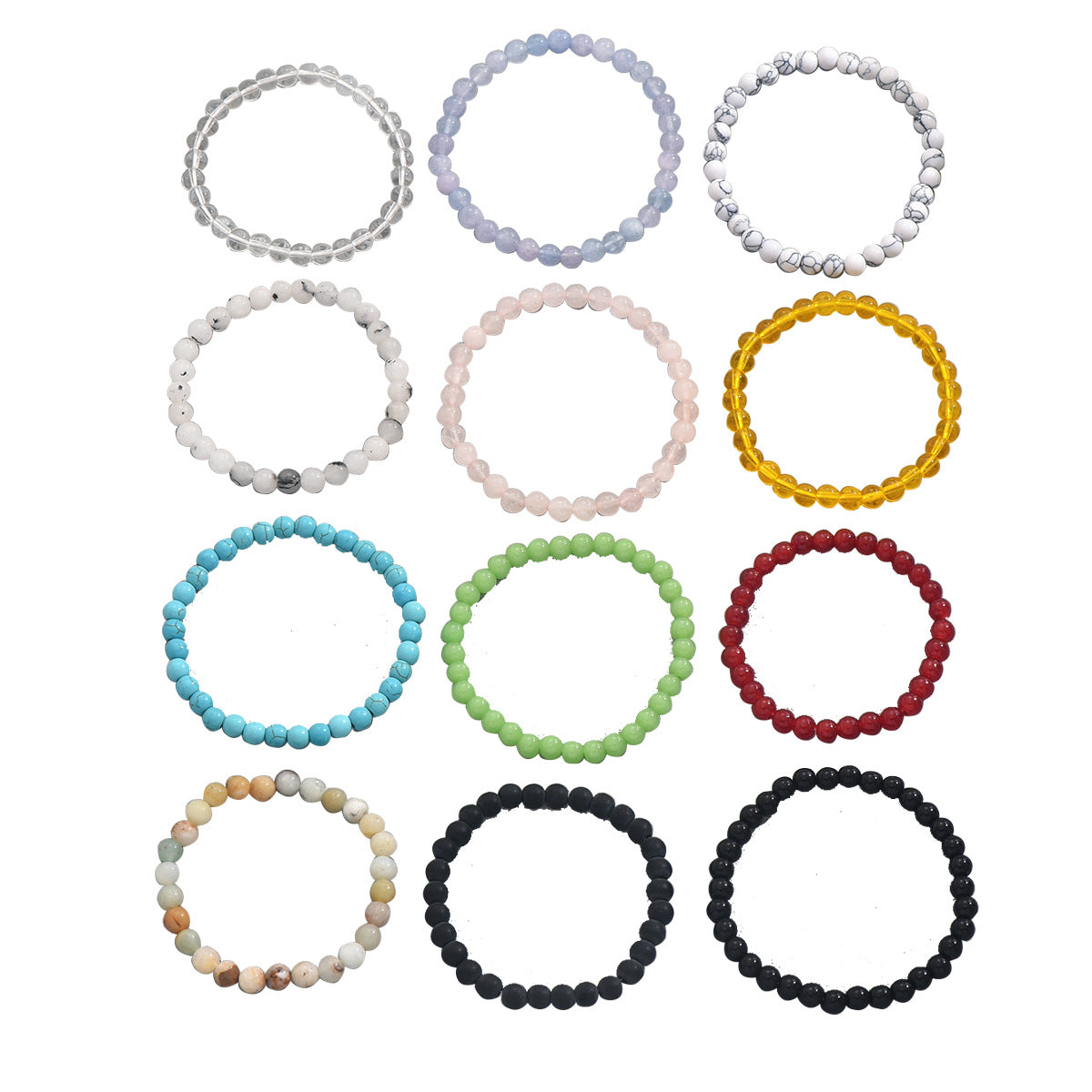 Set di Bracciali Geometrici Minimalisti in Pietra Naturale da Donna con Lavorazione Intrecciata