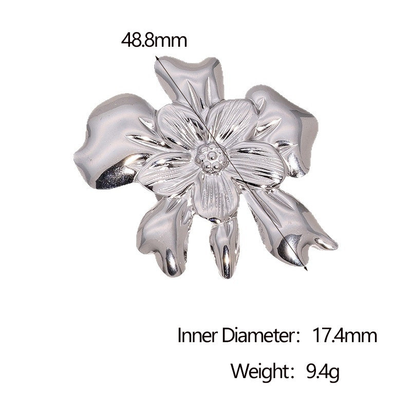 Anello Aperto Floreale Minimalista da Donna in Acciaio Inox con Placcatura in Oro
