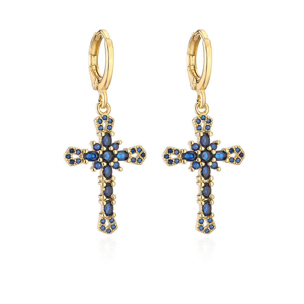 Orecchini geometrici in rame con placcatura in oro 18 carati e accenti di zirconi da donna, gioielli minimalisti alla moda