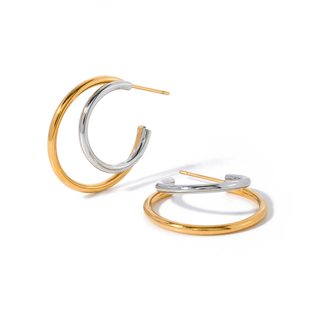 Geometric Letter Stainless Steel Plated Earrings for Women