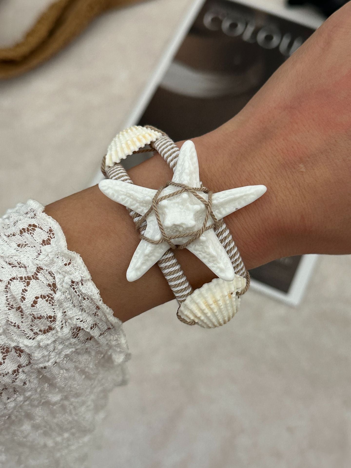 Vacation Style Geometric Starfish Plated Alloy Bracelet for Women