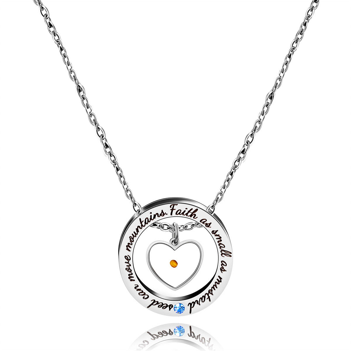 Natural Style Geometric Round Stainless Steel Pendant Necklace with Engraved Letter and Heart Motif, Polished Titanium Steel Charm