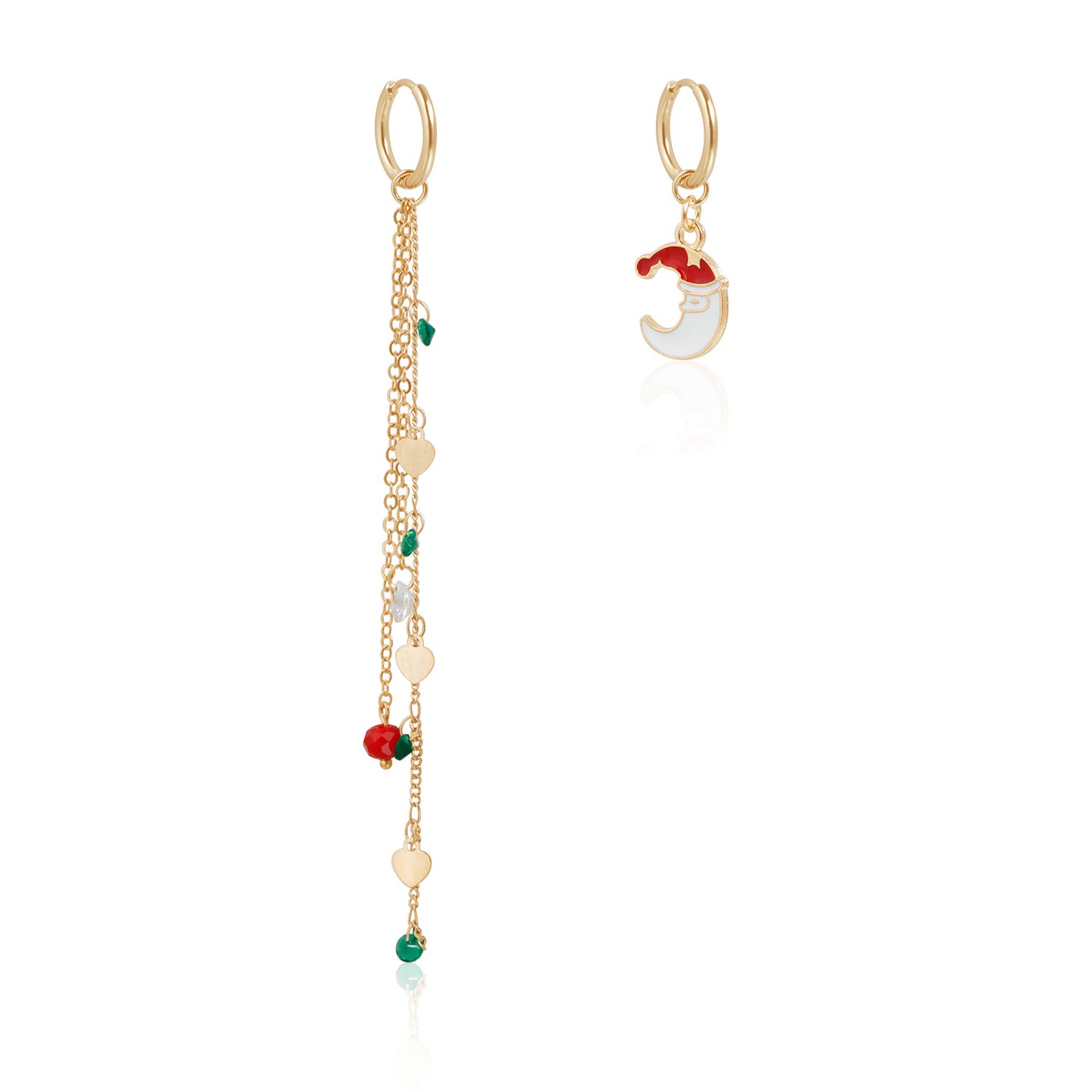 Vintage Cartoon Geometric Moon Round Zinc Alloy Plated Asymmetric Earrings for Women