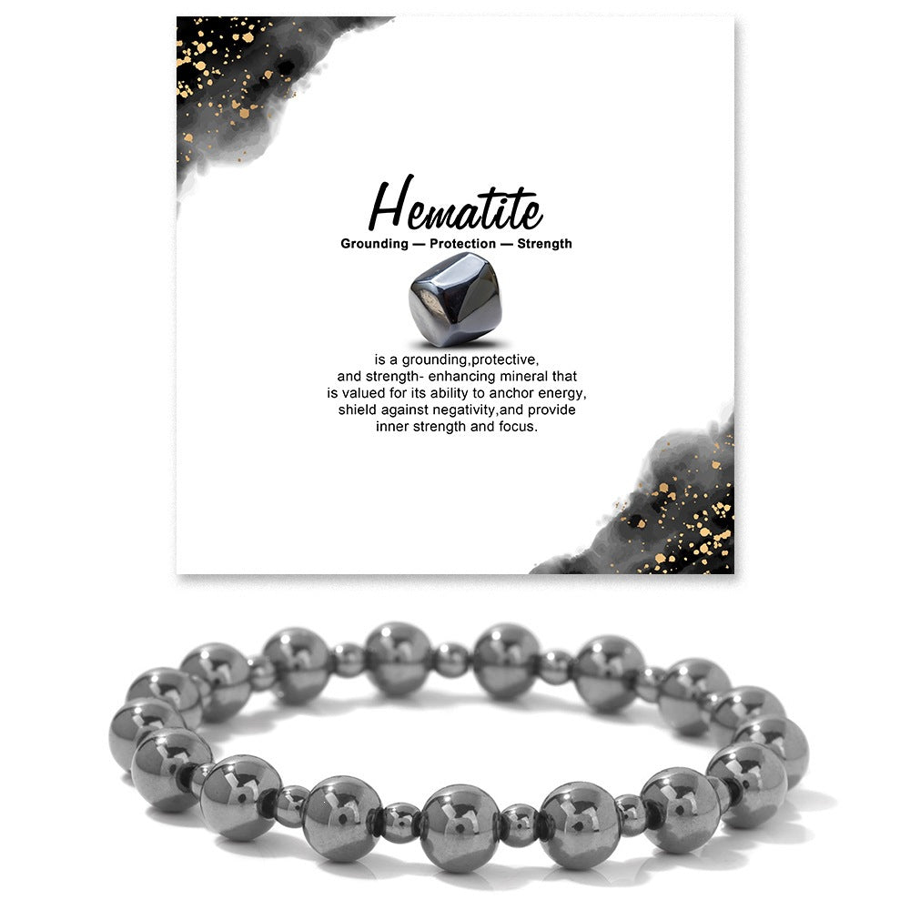 Minimalist Sweet Natural Crystal Beaded Bracelet Unisex 8mm Elastic Stretch Bangle with Star and Geometric Charms