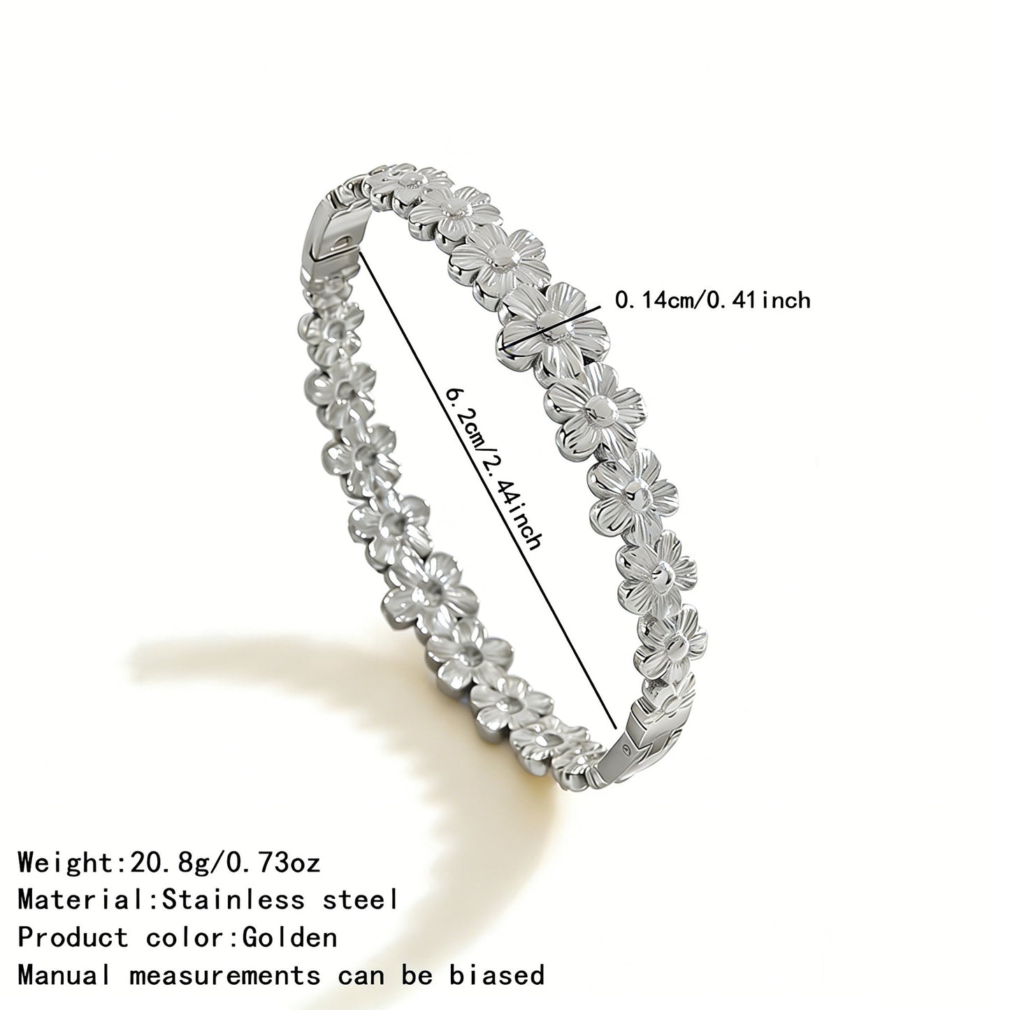 Elegant Floral Pattern 18K Gold Plated Stainless Steel Bracelet