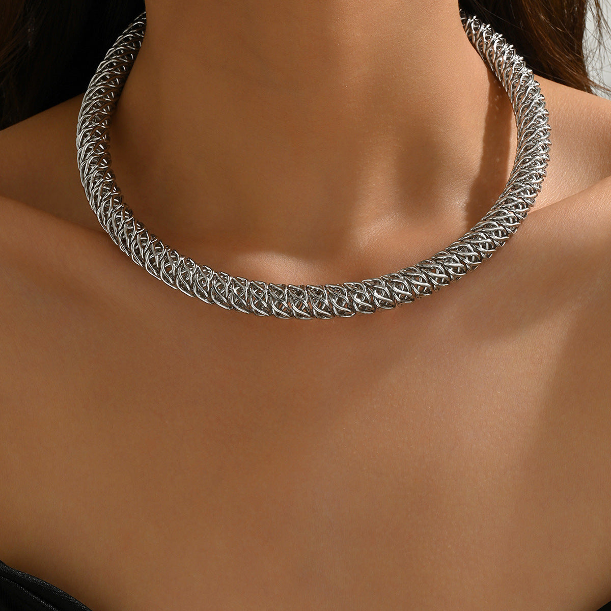 Sweet Punk U-shape Musical Note Plated Iron Alloy Snake Chain Necklace for Women