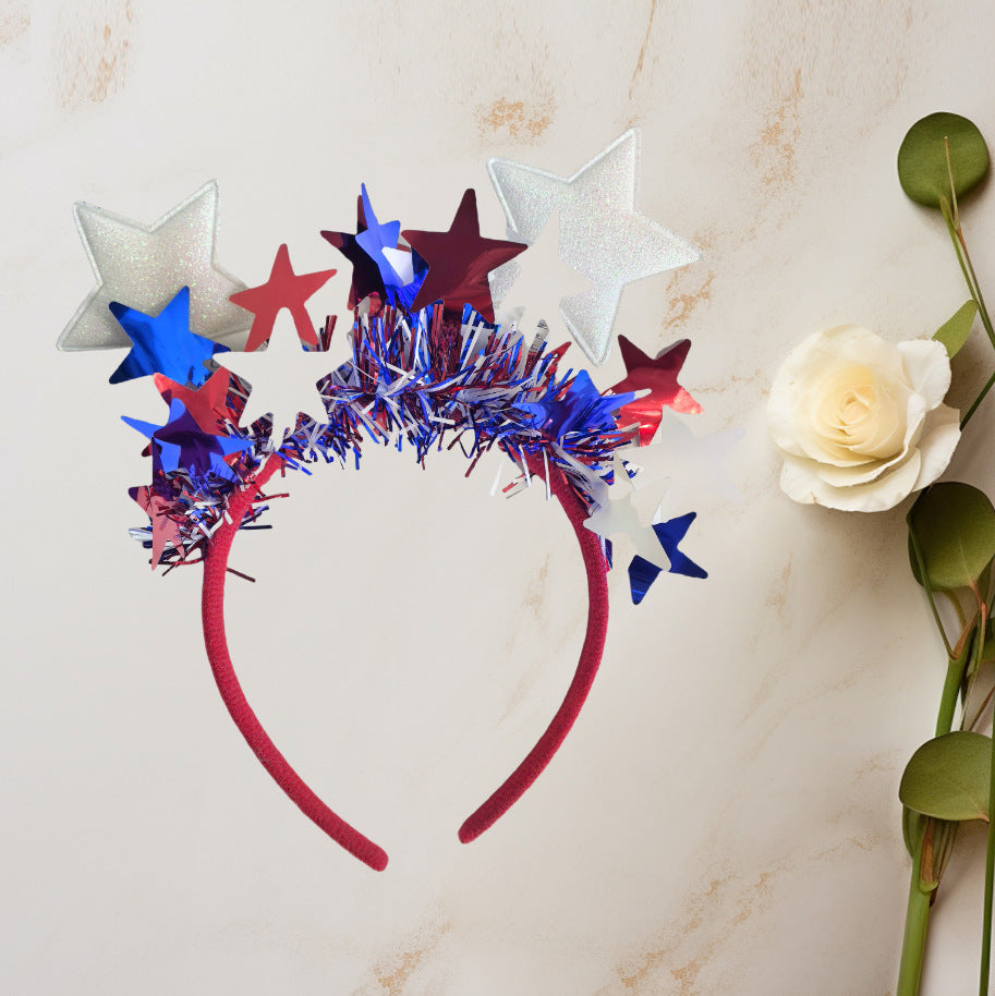 Patriotic Star Fabric Headband for Independence Day Party Unisex Hair Hoop
