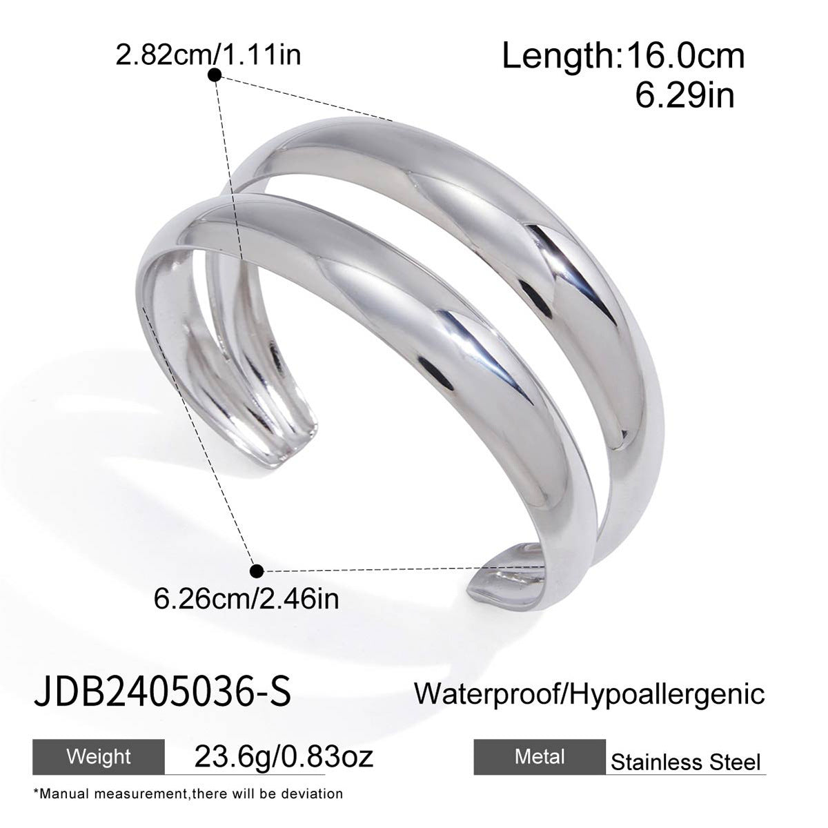 Elegant Geometric Stainless Steel and Titanium Steel Plated Bracelet Ring Set for Women