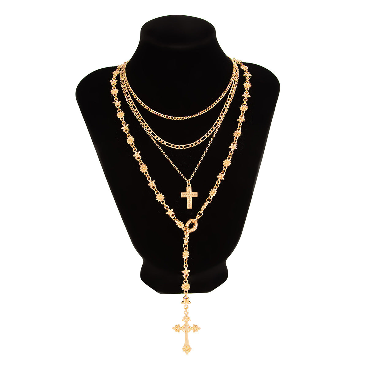 Hip-hop Punk Cross Pendant Alloy Plated Necklace for Women