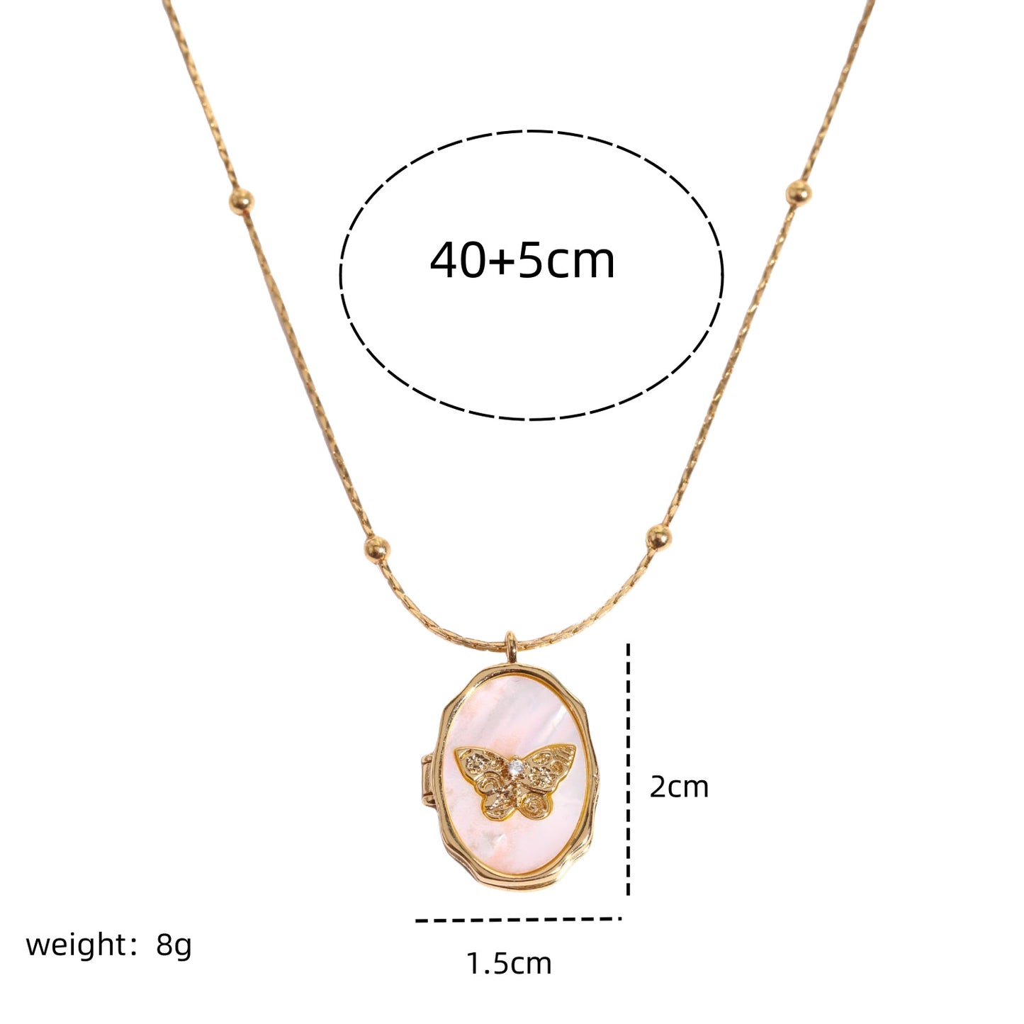 Vintage Butterfly Pendant Necklace in Copper with Gold Plating for Unisex, Adjustable Chain