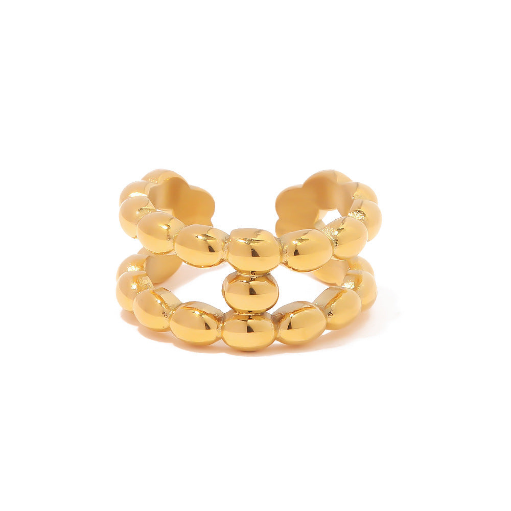 Anello Aperto a I Geometrico alla Moda in Acciaio Inossidabile Placcato Oro 18K Gioielli da Donna