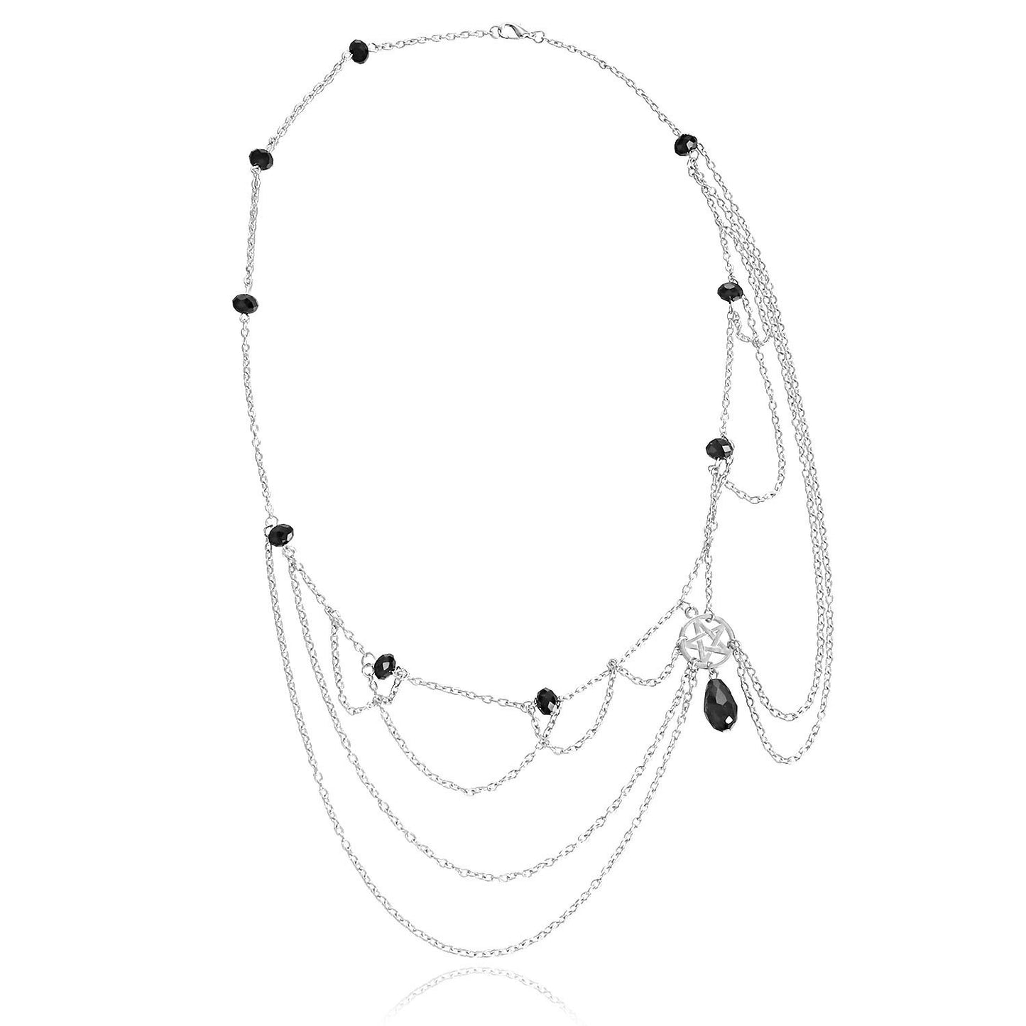 Multi-Layer Star Head Chain for Women Alloy Hair Accessory with Crystal Accents Geometric Tartan Pattern Headband Hair Band