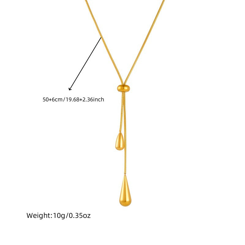 Pendientes y collar con colgante en forma de lágrima de acero inoxidable retro minimalista para mujer, con estampado de corazón y campana, joyería de moda para oficina y uso diario