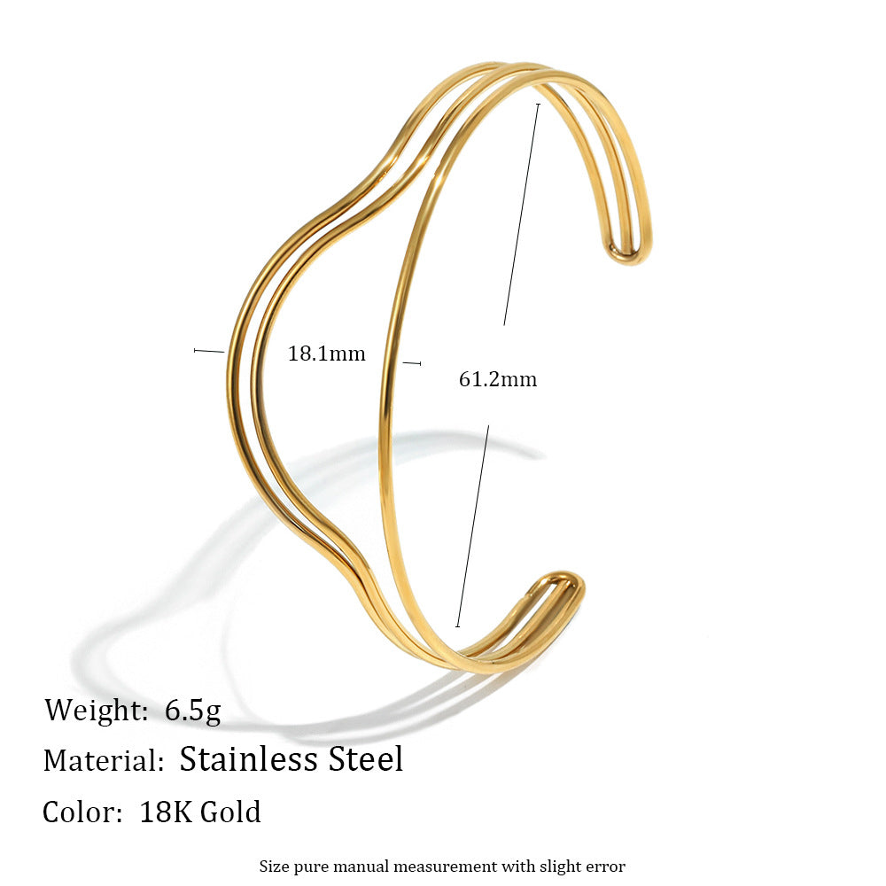 Minimalist Luxury 18K Gold Plated Geometric Twisted Line Stainless Steel Bracelet