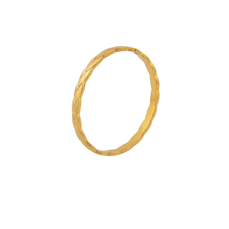 Minimalist French Chic Geometric Grid Pattern Titanium Steel Bracelet with Gold and Silver Plating