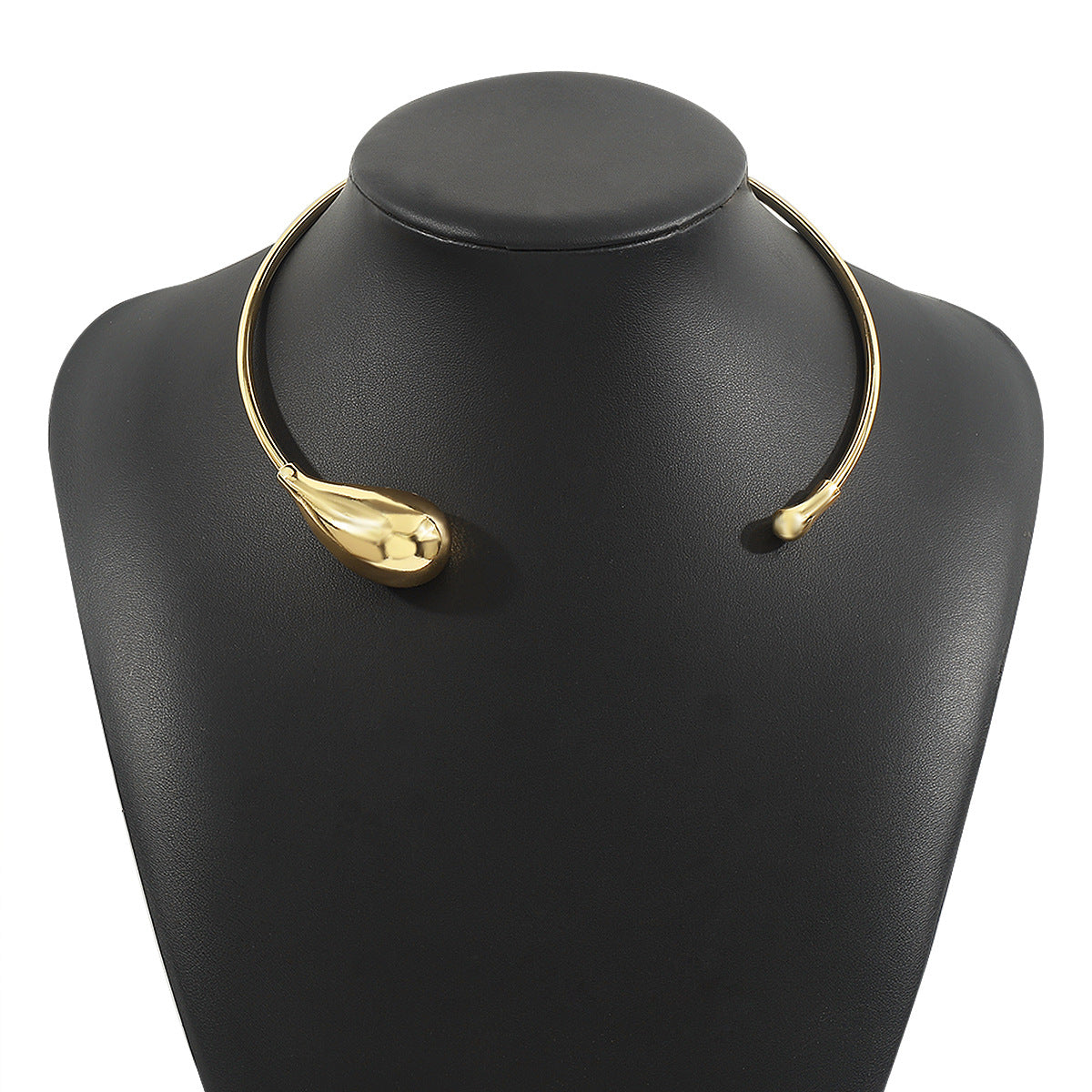 Minimalist Geometric Drop-Shaped Open Collar Necklace for Women with Electroplated Copper Alloy