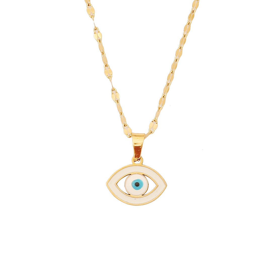 Collana Personalizzata in Acciaio Inossidabile con Smalto Geometrico a Occhio