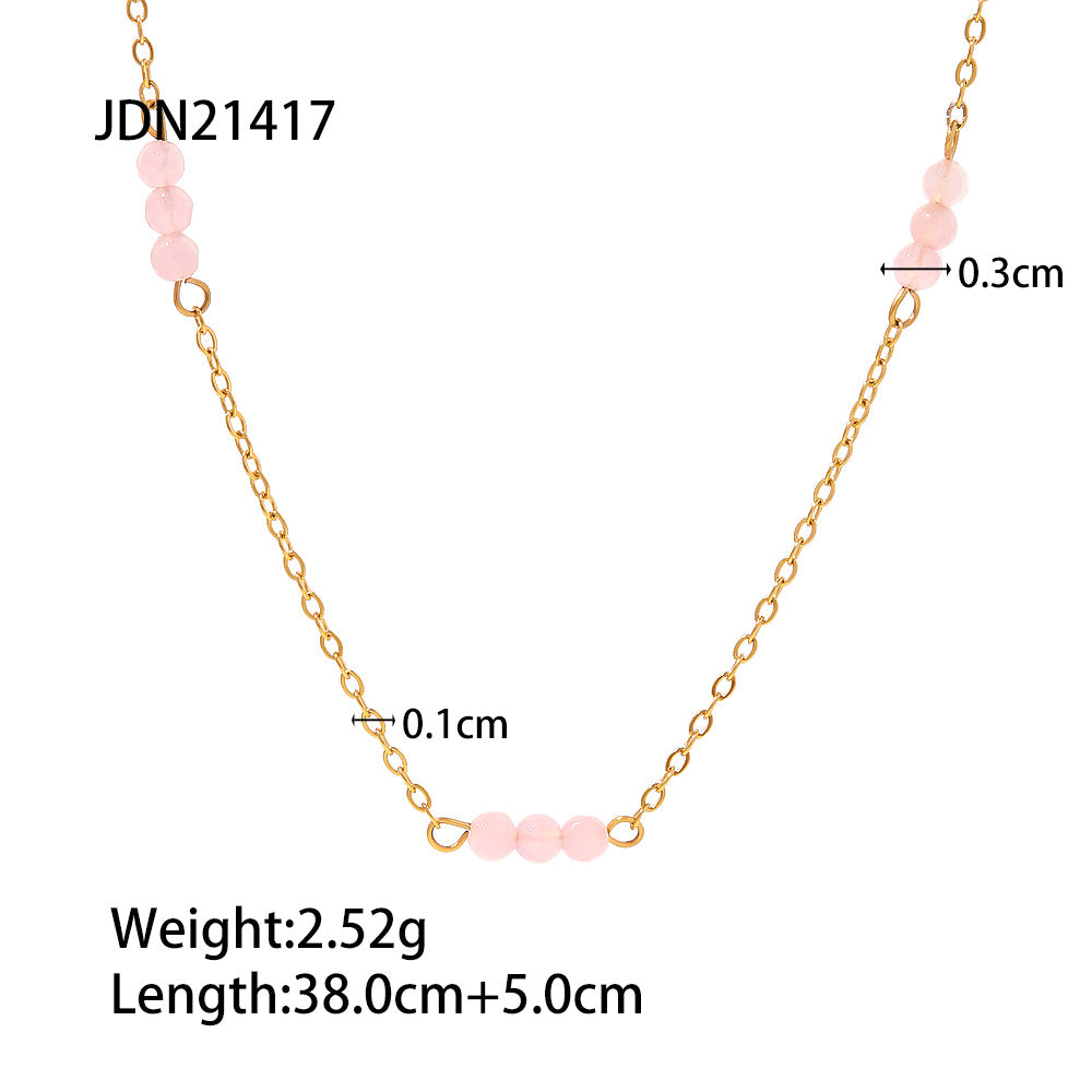 Trendy Geometric 18K Gold Plated Stainless Steel Pearl Necklace for Women
