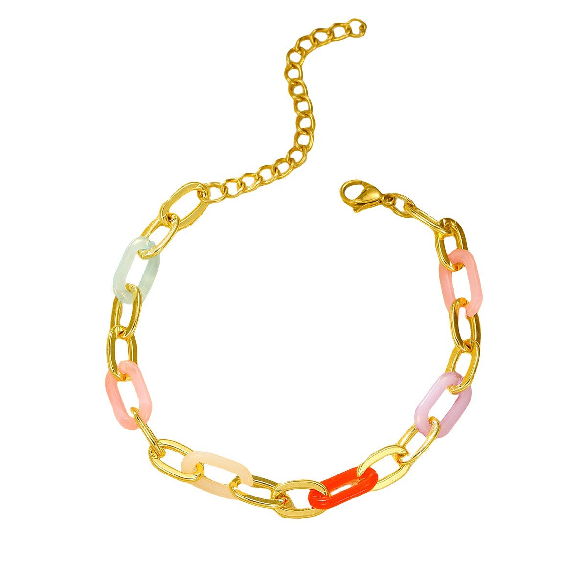 Pulsera minimalista de eslabones gruesos de acero inoxidable para mujer con acabado chapado