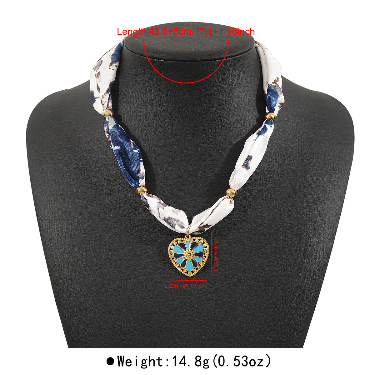 Fashionable Heart-Shaped Enamel Stainless Steel Pendant Necklace with Silk Ribbon for Women