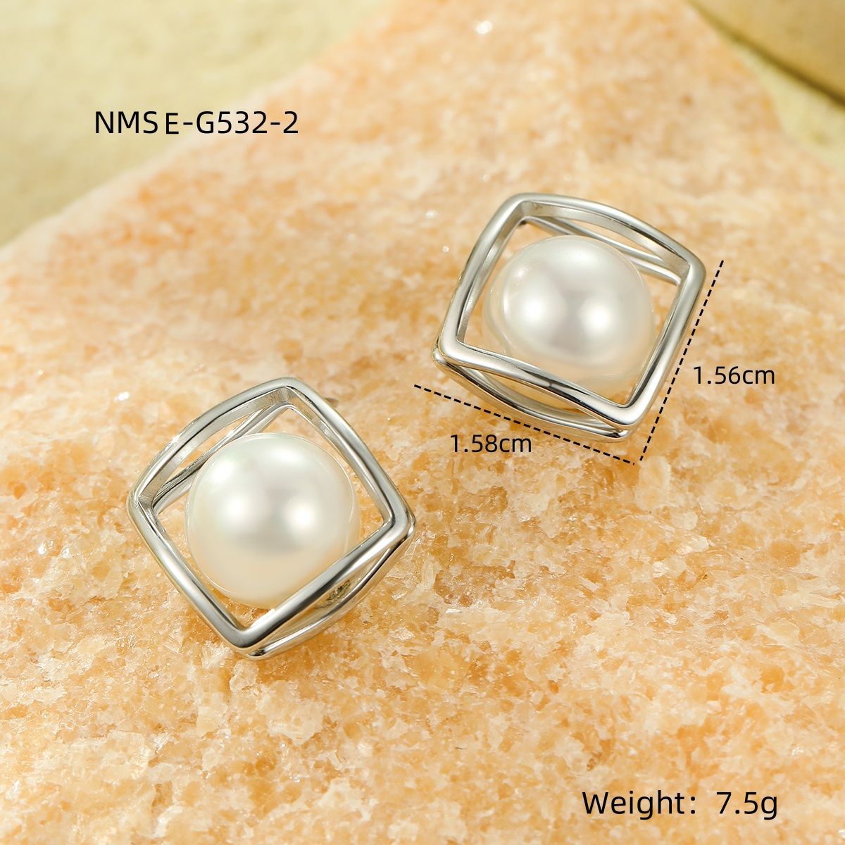 Pendientes Minimalistas Cuadrados de Acero Inoxidable con Baño de Oro e Incrustaciones de Perlas para Mujer