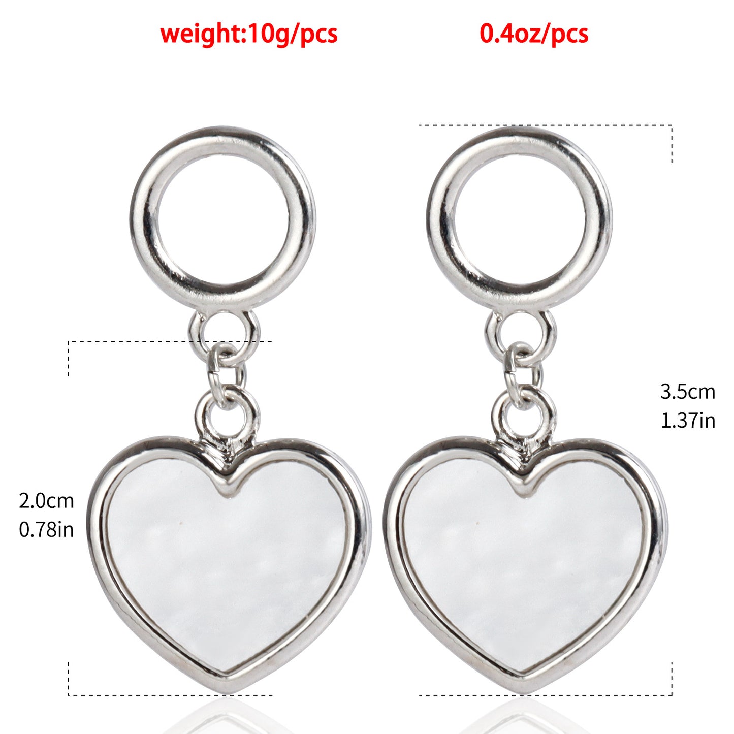 Geometric Hollow Circular Ear Studs with Mother-of-Pearl Inspired Heart Pendant in Plated Metal for Women