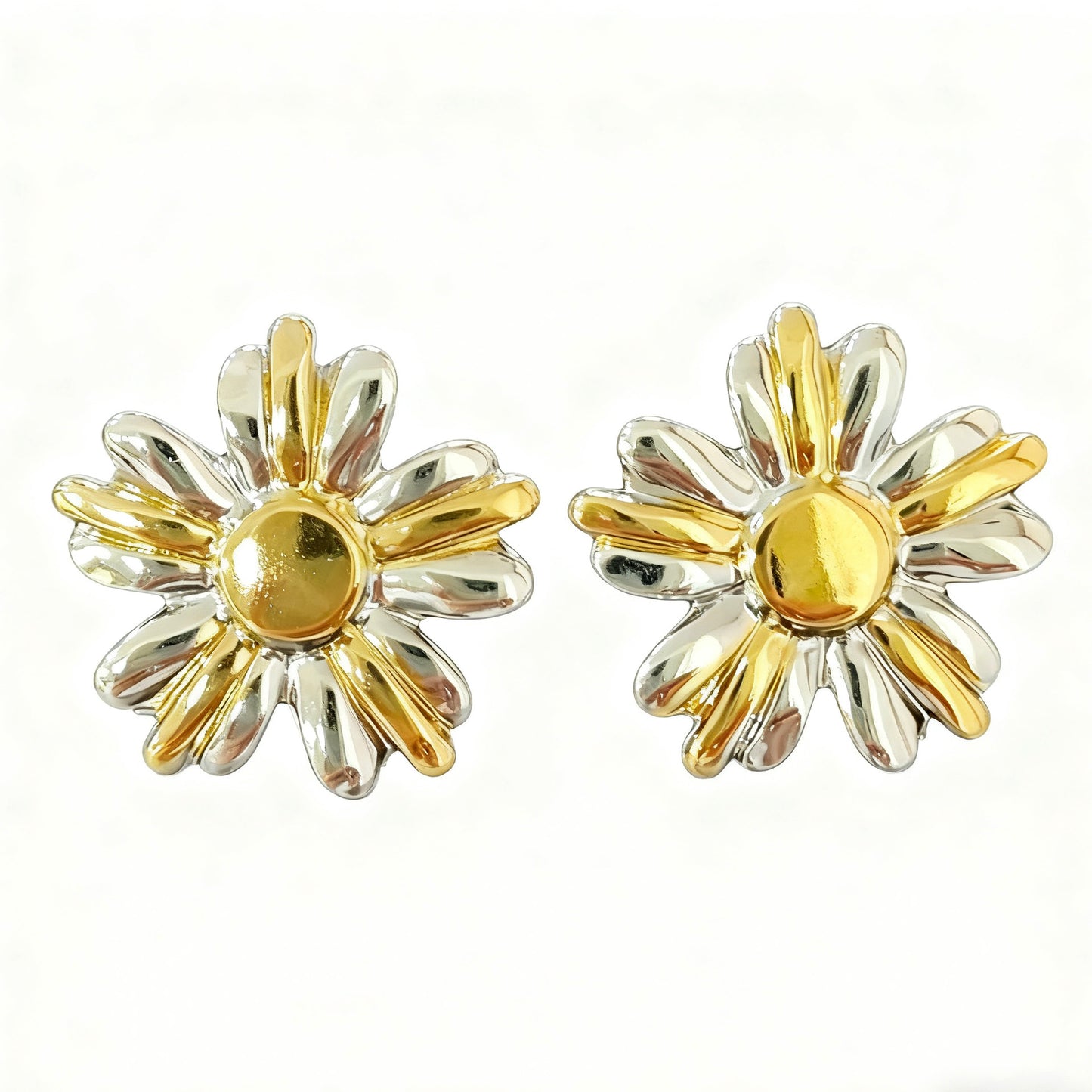 Elegant Floral Plated Stainless Steel Earrings for Women