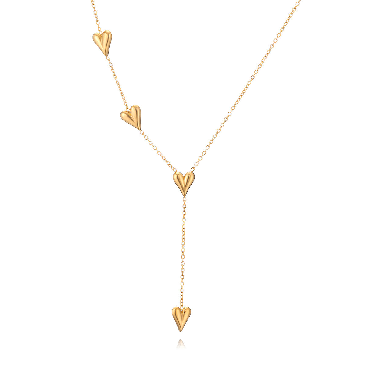 Elegant Gold Plated Heart Pendant Necklace for Women Stainless Steel