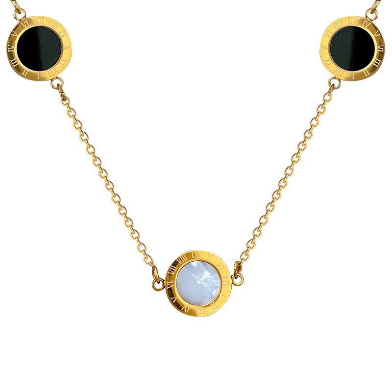 Collana con Ciondolo Geometrico Minimalista in Acciaio al Titanio Placcato Oro per Donna e Uomo