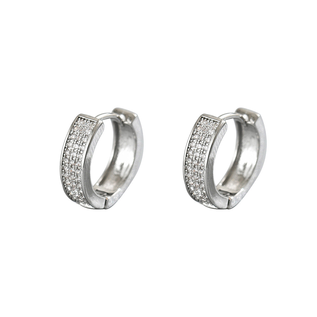 Pendientes Geométricos Minimalistas de Cobre con Incrustaciones de Zirconia para Mujer, Joyería de Lujo Ligera con Clip