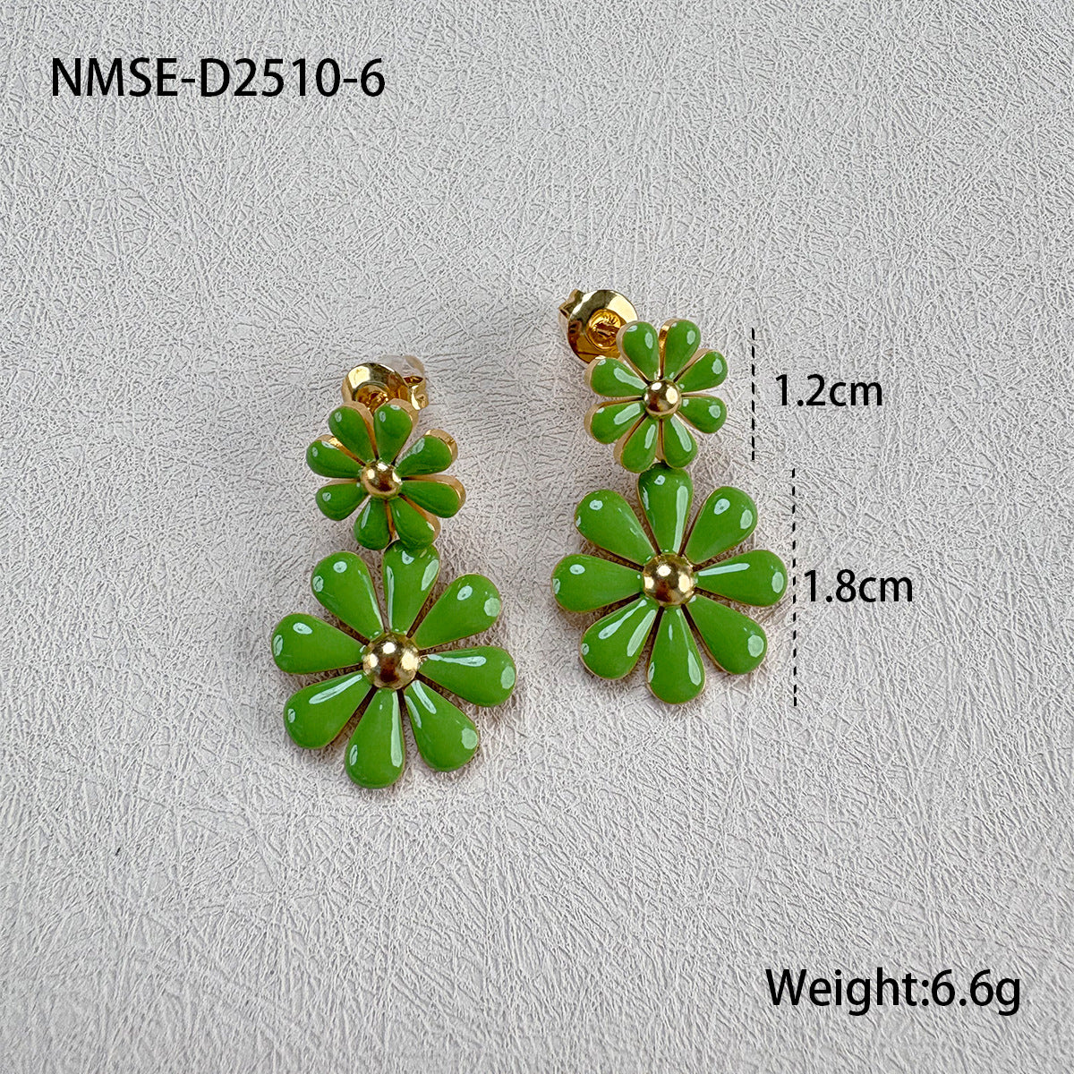 Minimalist Daisy-Shaped Enamel Titanium Steel Earrings for Women with 18K Gold Plating